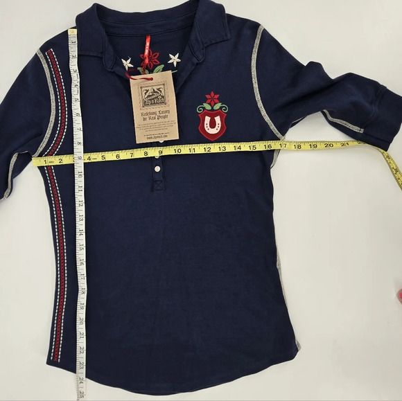 Alp n Rock Live to Ride floral Embroidered 3/4  Sleeve Top NWT - Picture 4 of 13